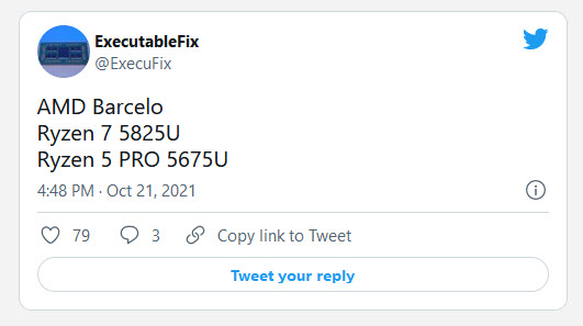 2021 10 22 10 35 48 ลือ!! เผยซีพียู AMD Ryzen 7 5825U และ Ryzen 5 PRO 5675U รหัส Barcelo รุ่นรีเฟรชใหม่คาดเปิดตัวปี 2022
