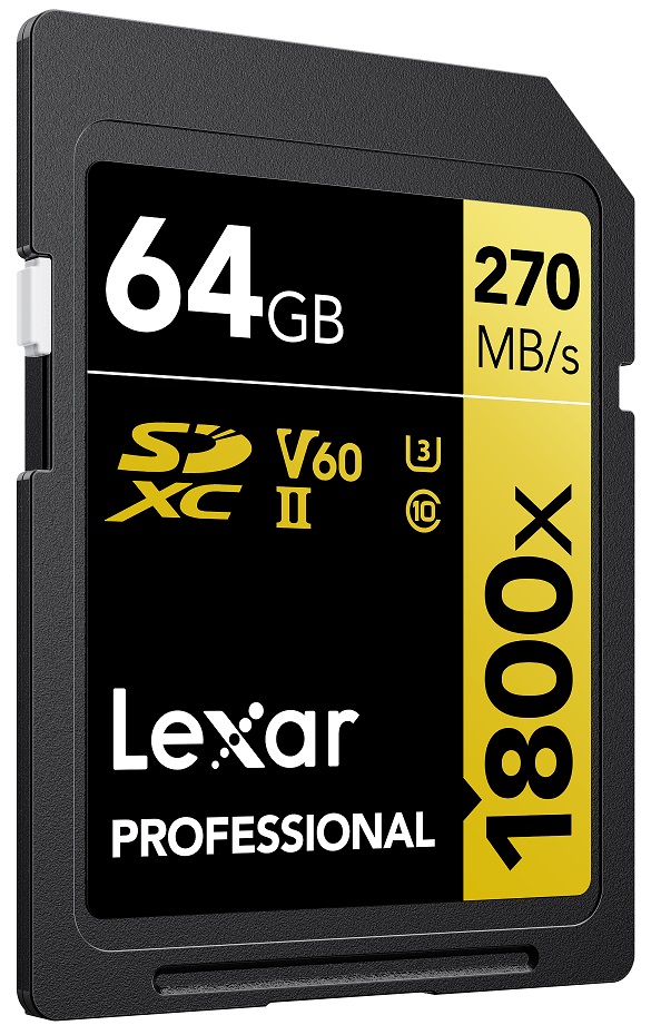 lexar sd1800x 64gb Lexar เปิดตัวการ์ดหน่วยความจำระดับมืออาชีพ Lexar Professional 1800x SDXC™ UHS II GOLD Series