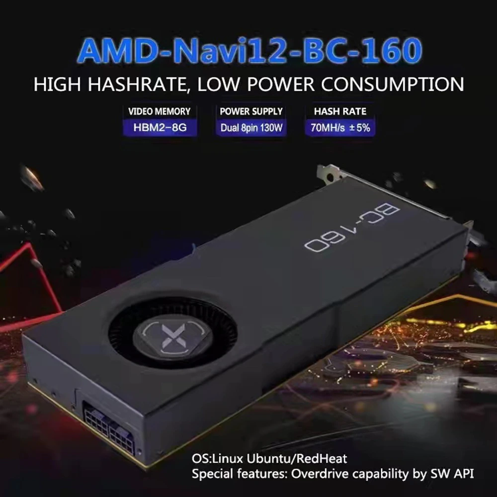  เผยการ์ดจอ AMD/XFX BC 160 สำหรับขุดเหมืองคริปโตชิป Navi 12 แรม 8GB HBM2 แรงขุดมากถึง 70 MH/s ราคาวางจำหน่าย 2000ดอลล่าสหรัฐฯ หรือประมาณ 66,000บาทไทย