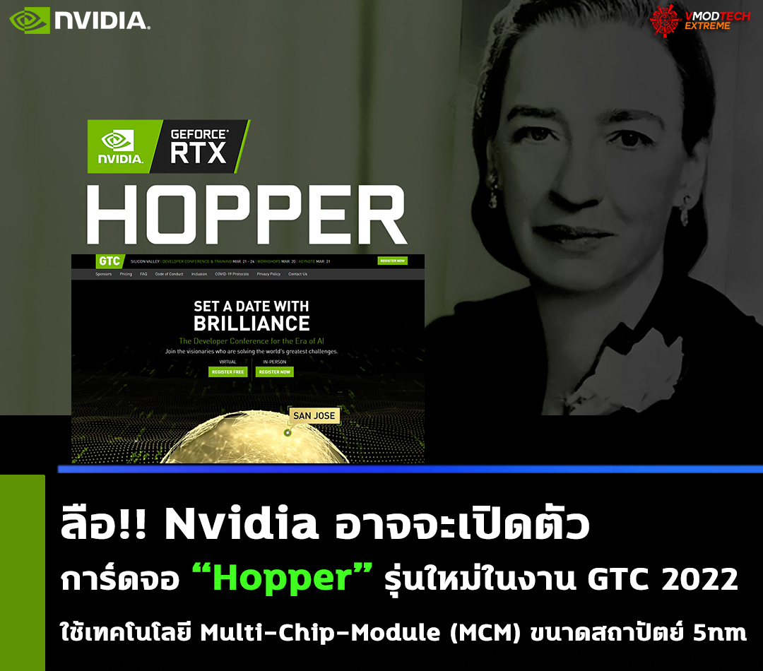 nvidia hopper gtc 2022 ลือ!! Nvidia อาจจะเปิดตัวการ์ดจอรุ่นใหม่ Hopper ในงาน GTC 2022 