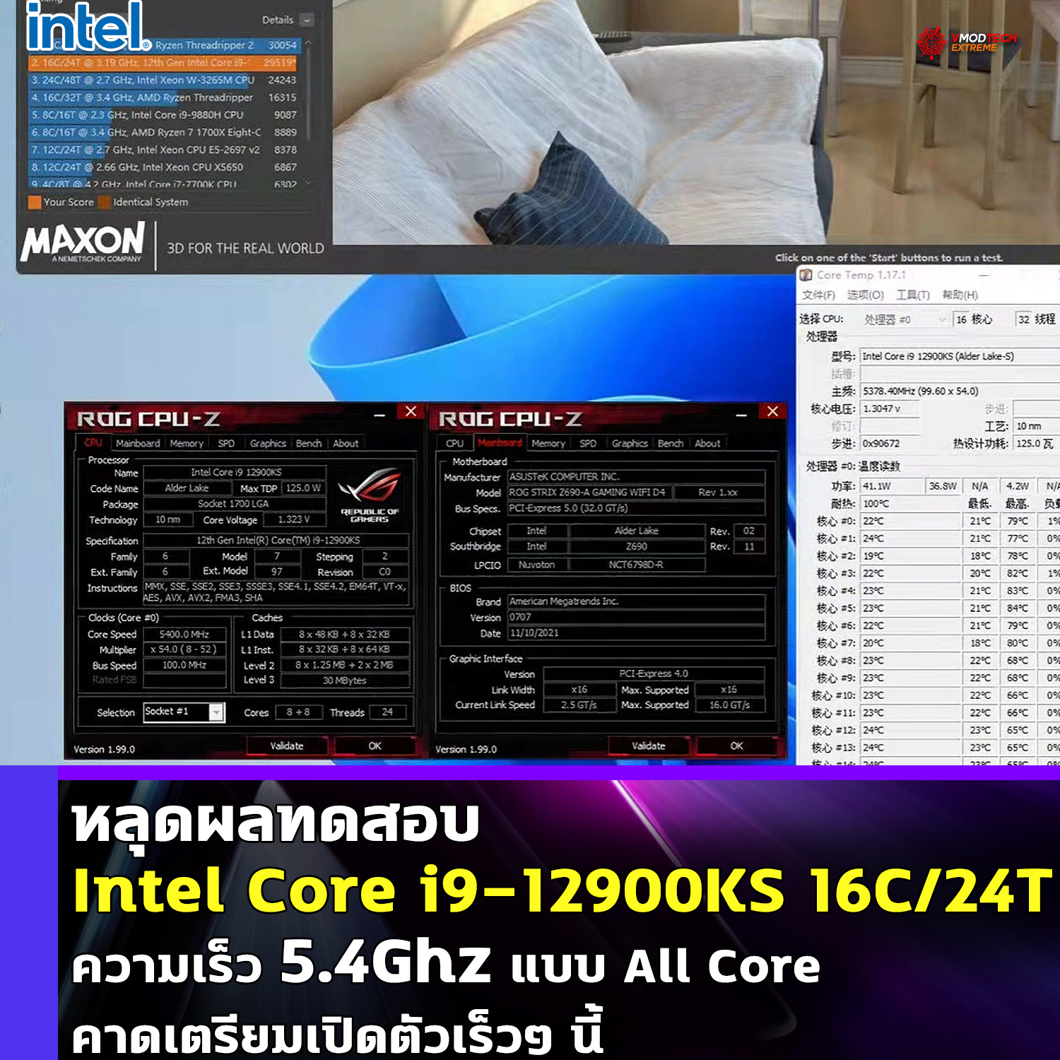 intel core i9 12900ks หลุดผลทดสอบ Intel Core i9 12900KS ความเร็ว 5.4Ghz แบบ All Core คาดเตรียมเปิดตัวเร็วๆ นี้