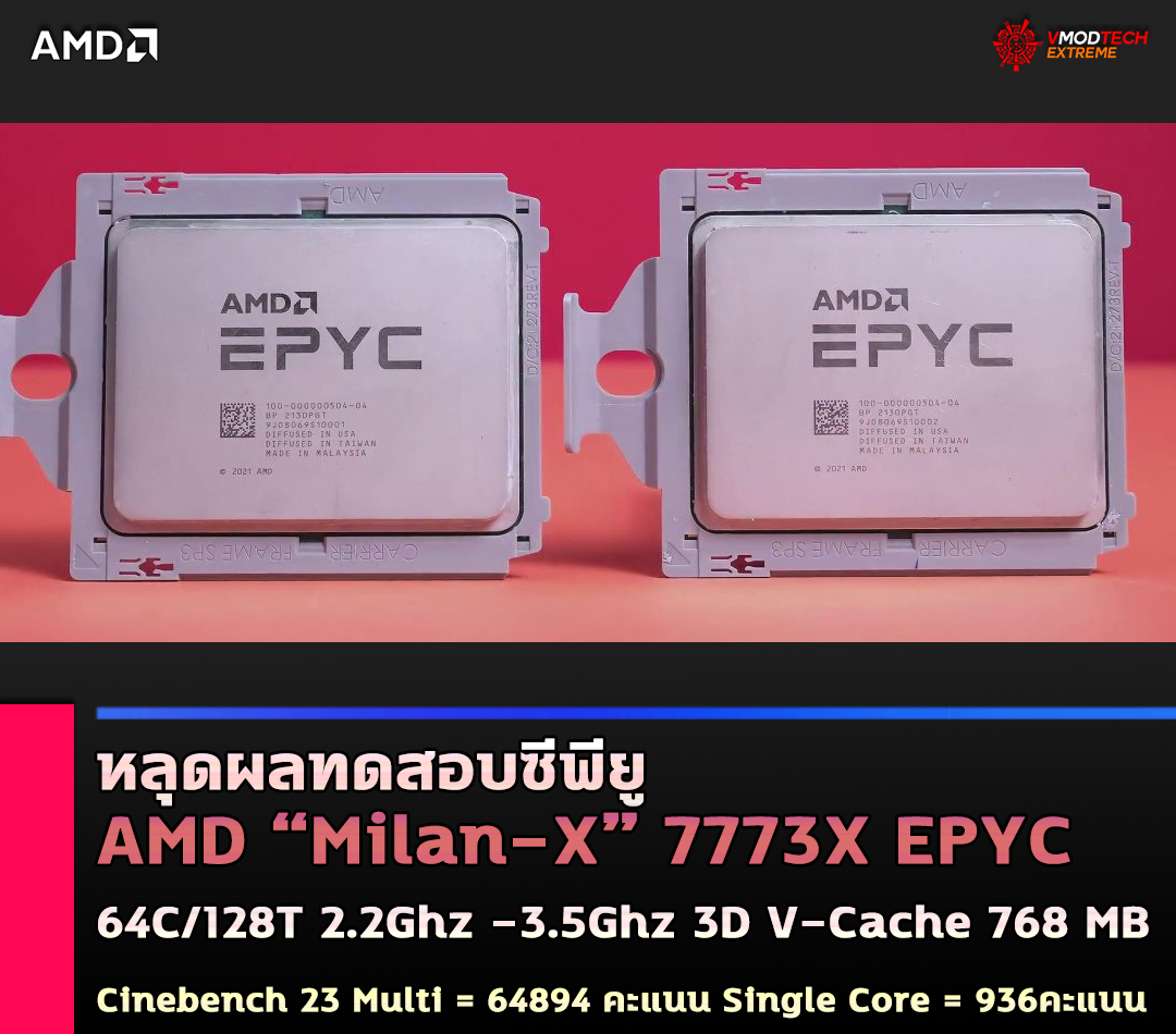 amd milan x 7773x epyc 64c128t หลุดผลทดสอบซีพียู AMD “Milan X” 7773X EPYC 64C/128T มาพร้อม 3D V Cache โอเวอร์คล๊อกที่ความเร็ว 4.8 GHz