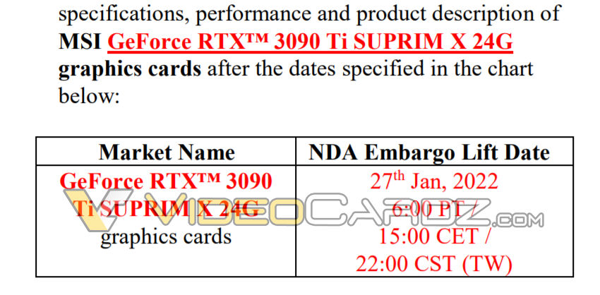 msi geforce rtx3090ti suprim embargo leak Nvidia เผยยังไม่มีกำหนดการอะไรเกี่ยวกับ Nvidia GeForce RTX 3090 Ti รุ่นใหม่ล่าสุดที่คาดว่าจะเปิดตัวเร็วๆ นี้