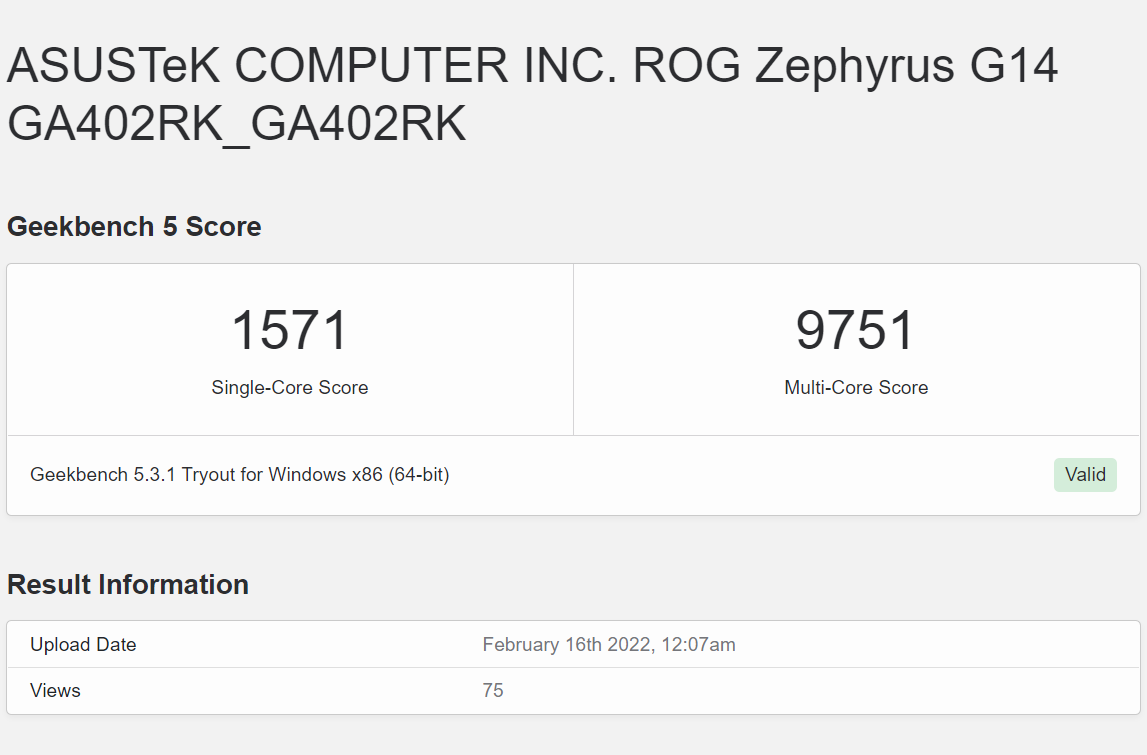 geekbench ryzen 6900hs 1 หลุดผลทดสอบซีพียู AMD Ryzen 9 6900HS มาพร้อมการ์ดจอ Radeon RX 6800S ประสิทธิภาพแรงกว่ารุ่นเดิม 20%