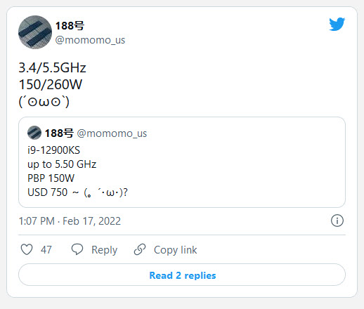 2022 02 18 10 48 54 เผยซีพียู Intel Core i9 12900KS ความเร็ว 5.5Ghz รุ่นใหม่พร้อมเปิดจองและเตรียมส่งมอบในเดือนมีนาคมที่จะถึงนี้