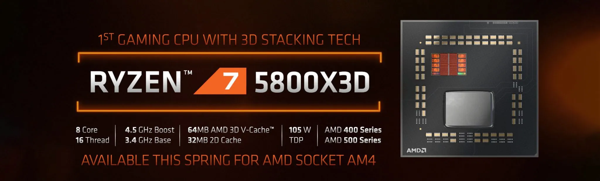  AMD เตรียมวางจำหน่ายซีพีู AMD Ryzen 7 5800X3D รุ่นใหม่ที่มาพร้อมเทคโนโลยี 3D V Cache หลังสิ้นเดือนนี้ 