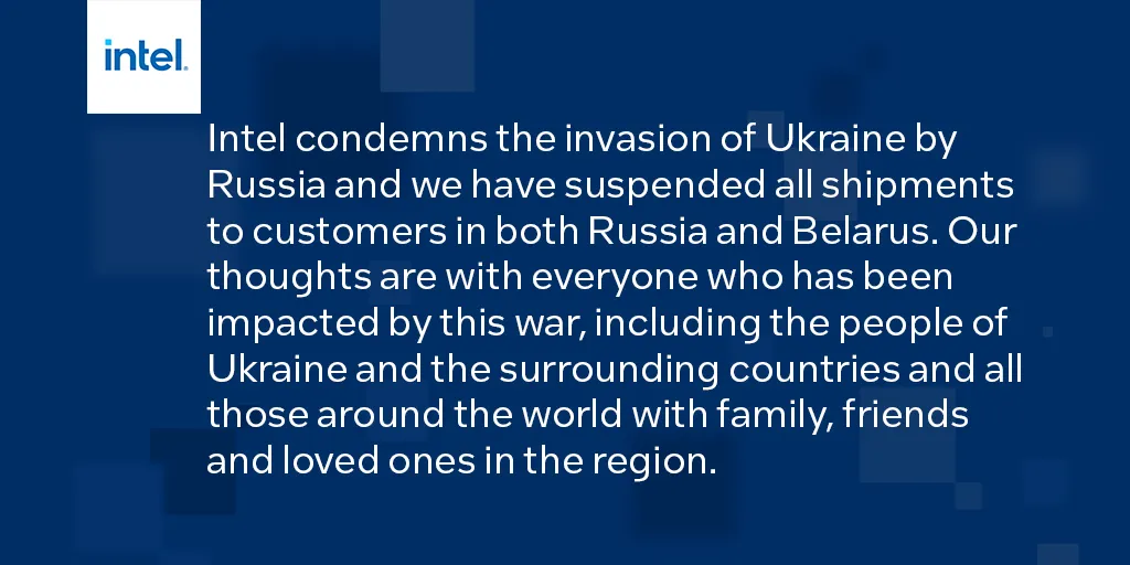  Intel และ AMD ยืนยันอย่างเป็นทางการจะระงับการส่งซีพียูและการ์ดจอไปยังรัสเซียและเบรารุสจากกรณีการคว่ำบาตรของทั้งสองประเทศ