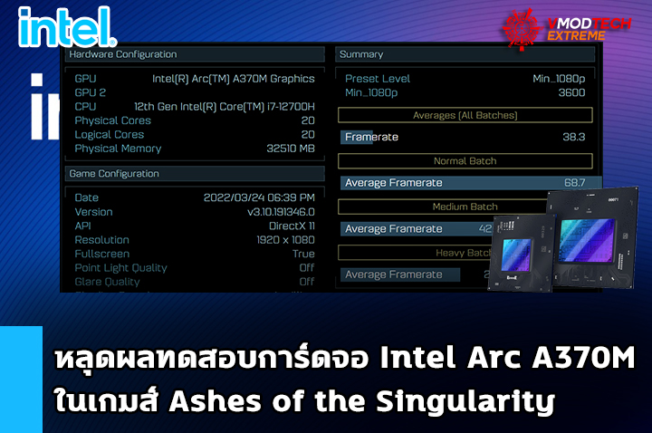 intel arc a370m หลุดผลทดสอบการ์ดจอ Intel Arc A370M ในเกมส์ Ashes of the Singularity