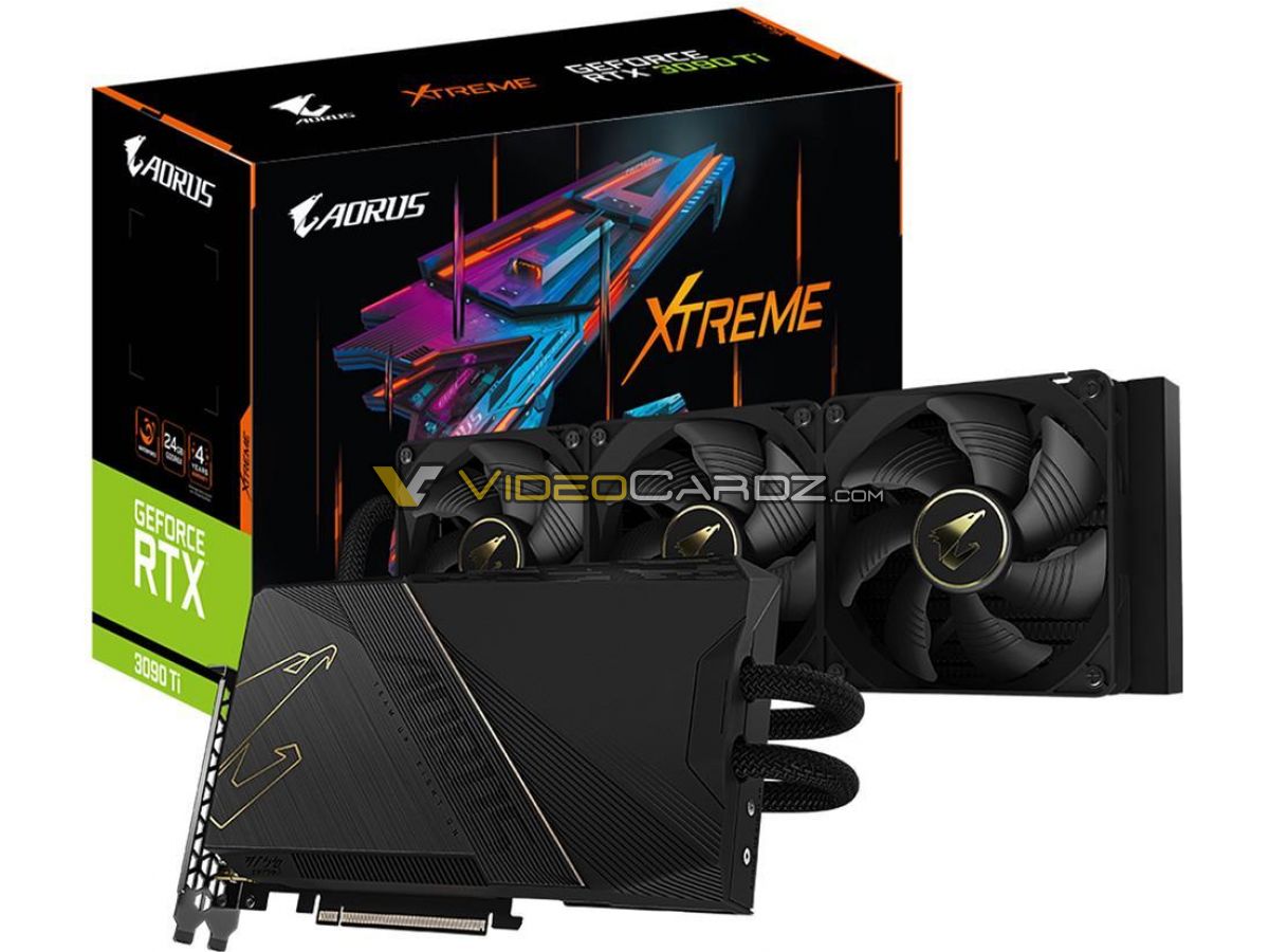 gigabyte geforce rtx 3090 ti 24gb aorus xtreme waterforce หลุดรูปภาพและราคา NVIDIA GeForce RTX 3090 Ti อยู่ที่ 1999USD หรือประมาณ 65,XXXบาท แรงกว่ารุ่นเดิมประมาณ 7% 