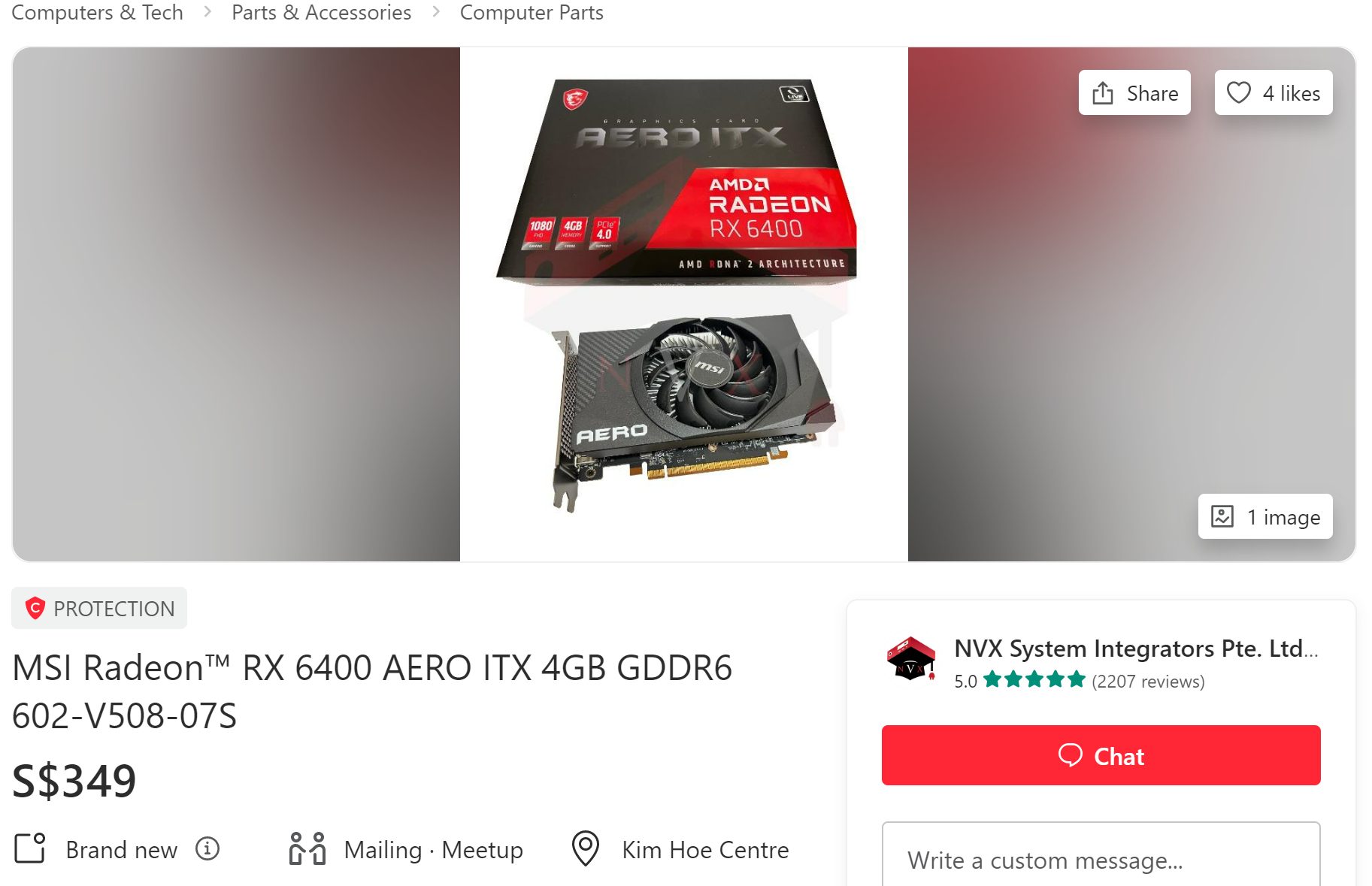 msi rx 6400 offer พบข้อมูลการ์ดจอ MSI Radeon RX 6400 AERO ITX รุ่นเล็กวางจำหน่ายที่สิงค์โปรในราคา 256USD หรือประมาณ 8,4XXบาทไทย