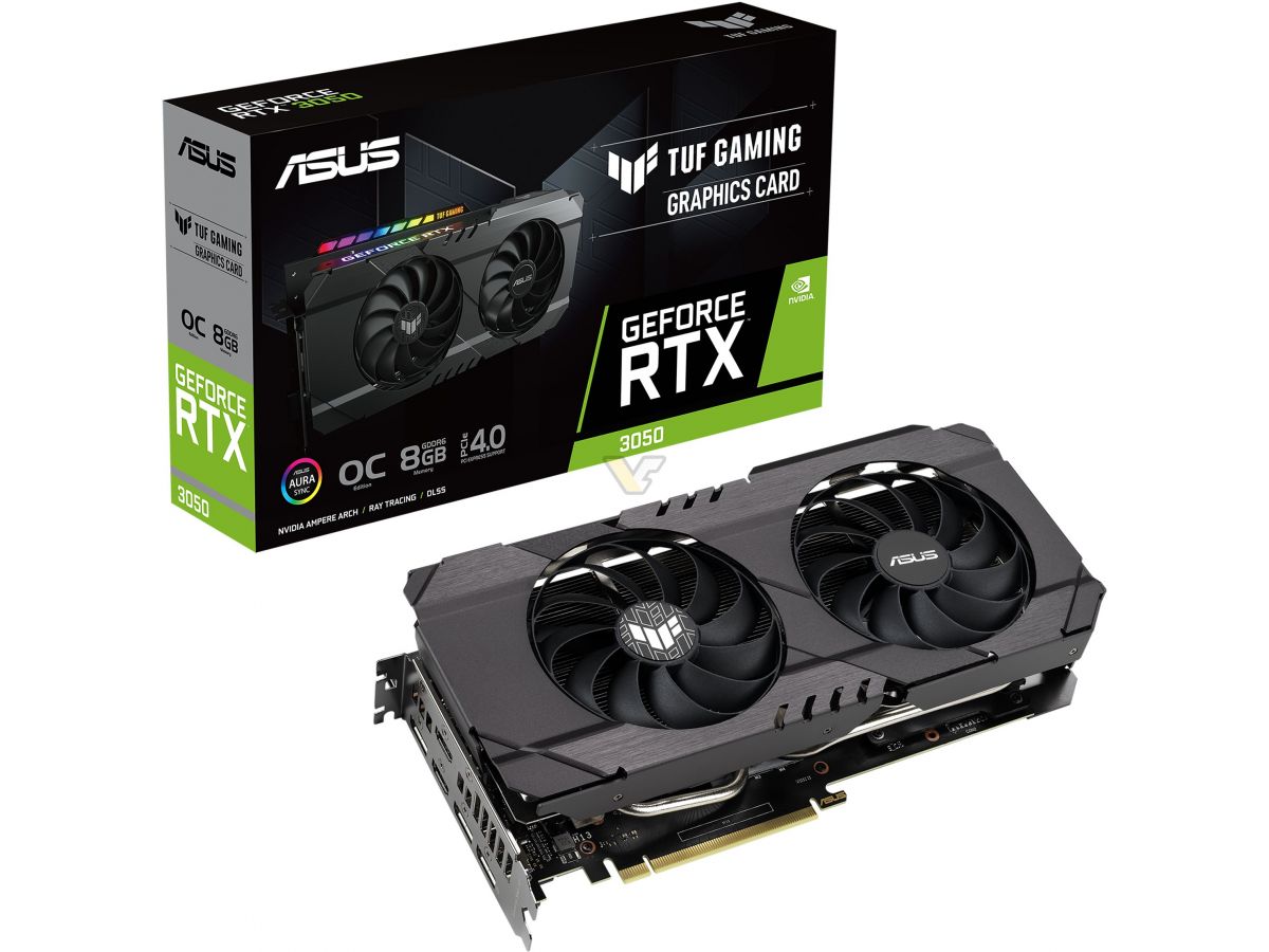 asus geforce rtx 3050 8gb tuf oc 1 เอซุสเปิดตัวการ์ดจอ ASUS GeForce RTX 3050 TUF Series มาพร้อมพัดลมระบายร้อนคู่