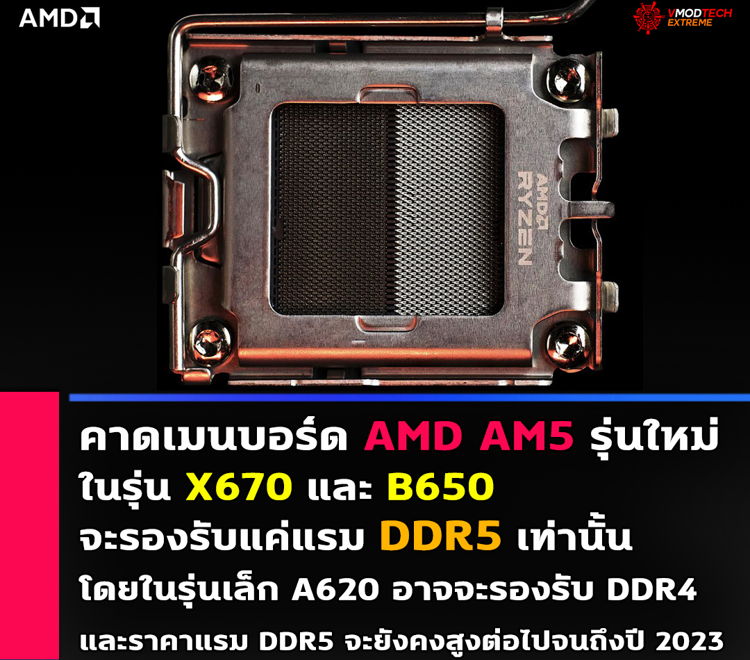 amd am5 x670 b650 ddr5 คาดเมนบอร์ด AMD AM5 ในรุ่น X670 และ B650 จะรองรับแค่แรม DDR5 เท่านั้น