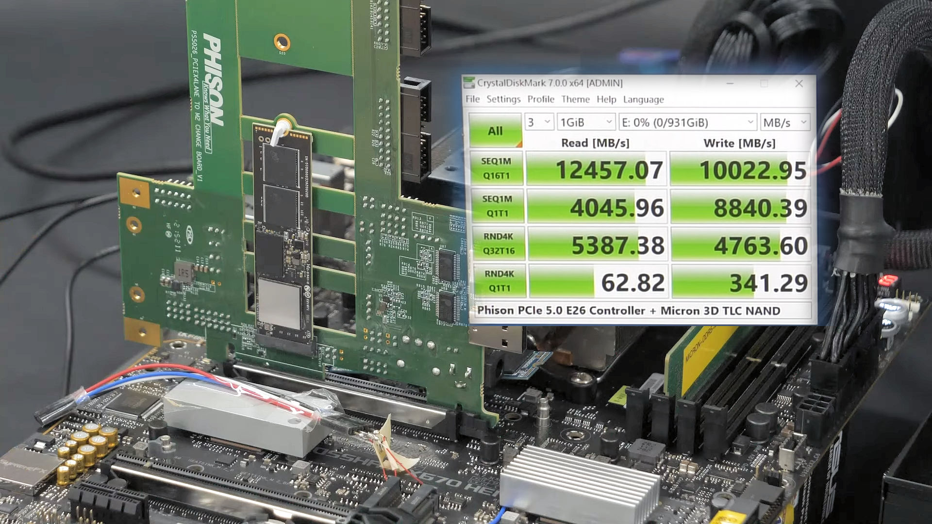 phison gen5 ssd demo 2 แรงสุดๆ!! Phison demos Gen5 SSD ทดสอบบนเมนบอร์ด AMD X670 ที่รองรับ PCIe 5.0 กับประสิทธิภาพการอ่านที่ 12.5GB/s และเขียนที่ 10GB/s 