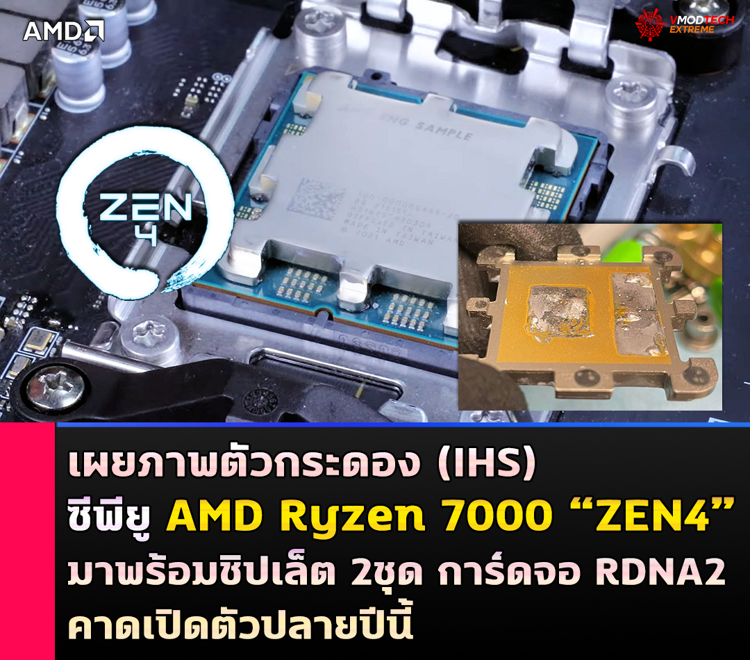 amd ryzen 7000 zen4 raphael ihs die เผยภาพตัวกระดอง (IHS) ซีพียู AMD Ryzen 7000 สถาปัตย์ ZEN4 รุ่นใหม่ล่าสุด 