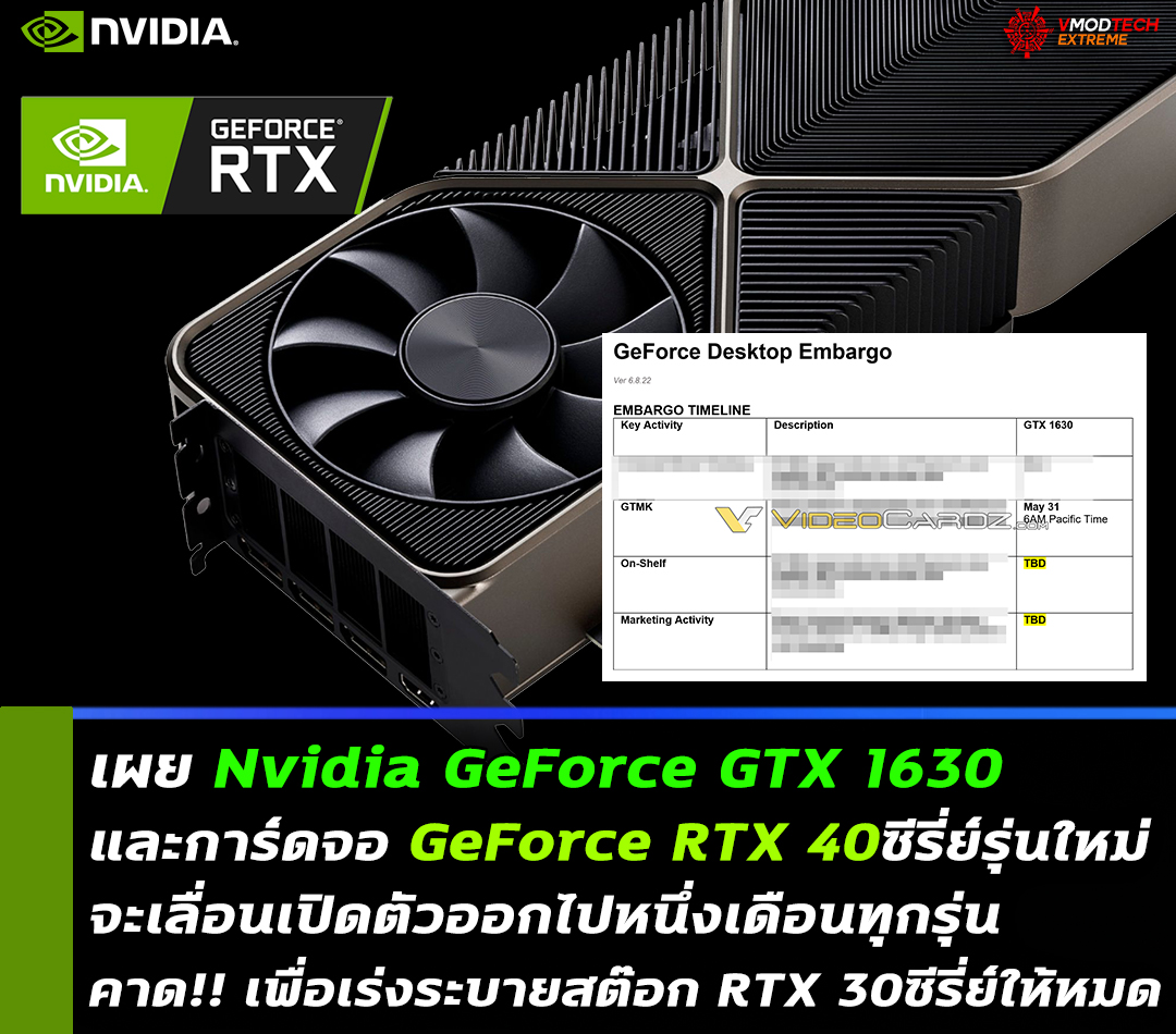 nvidia geforce gtx 1630 geforce rtx 40 delayed คาด Nvidia เลื่อนเปิดตัว Nvidia GeForce GTX 1630 ออกไปและการ์ดจอ GeForce RTX 40ซีรี่ย์รุ่นใหม่จะเลื่อนเปิดตัวออกไป 1เดือนทุกรุ่น