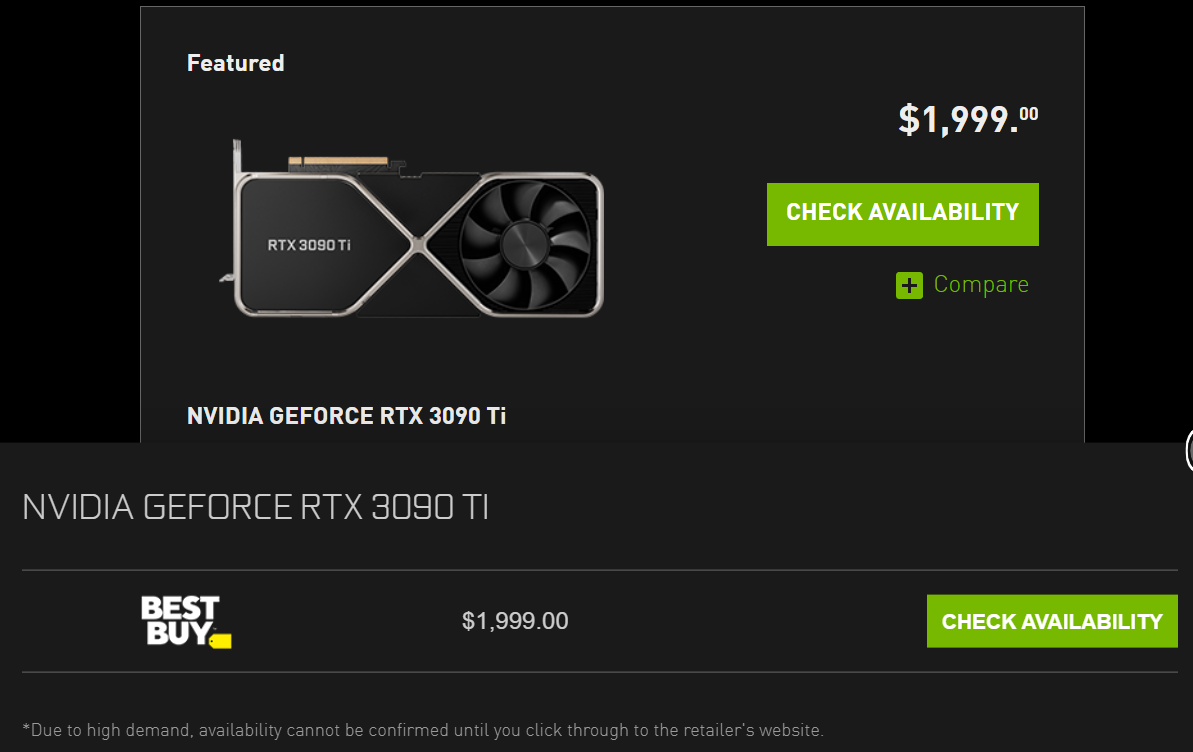 nvidia rtx 3090 ti ราคาตกฮวบ!! NVIDIA GeForce RTX 3090 Ti Founders Edition ราคาลดลงเหลือ 1599USD จากเดิมราคา MSRP 1999USD ลดลงกว่า 400USD กันเลยทีเดียว 