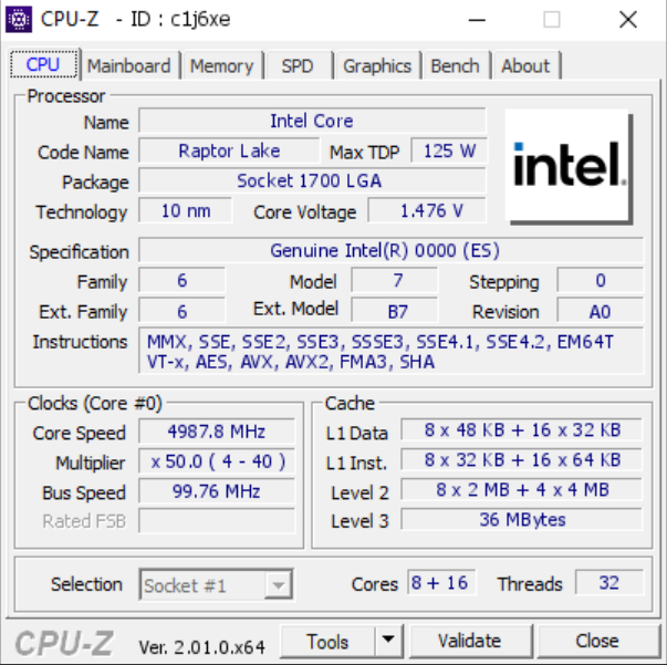 core i9 13900k cpuz5 พบข้อมูลซีพียู Intel Core i9 13900K รุ่นใหม่ล่าสุดรองรับแรม DDR4 และเมนบอร์ด Z690 รุ่นปัจจุบันได้