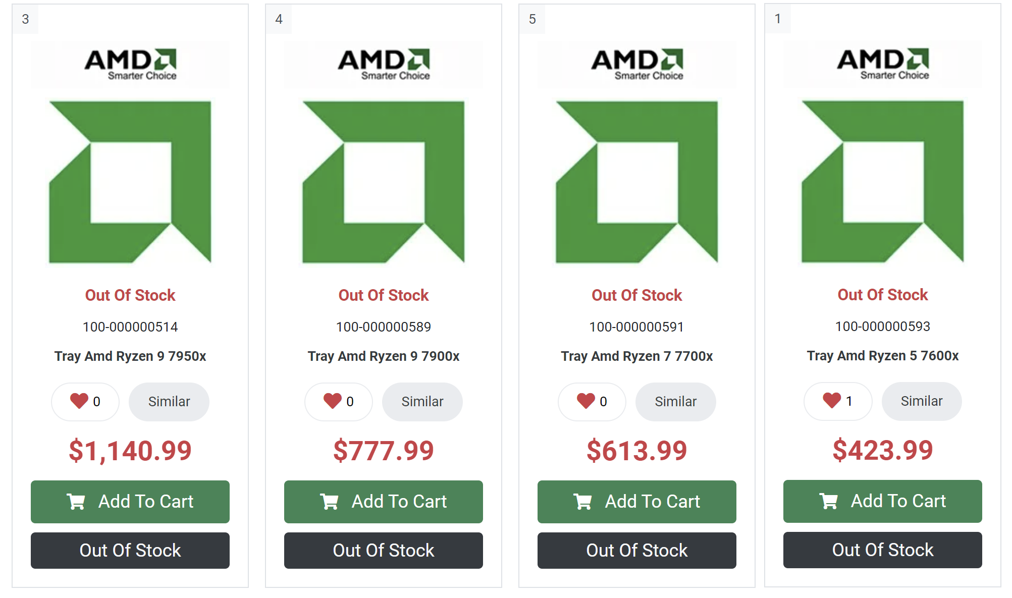 amd ryzen 7000 canadian pricing 1 หลุดราคาซีพียู AMD RYZEN 7950X, 7900X, 7700X และ 7600X รุ่นใหม่ล่าสุดสถาปัตย์ ZEN4 ขนาด 5nm ถูกวางจำหน่ายในร้านค้าออนไลน์รุ่นท็อปอยู่ที่ 33,XXXบาท 