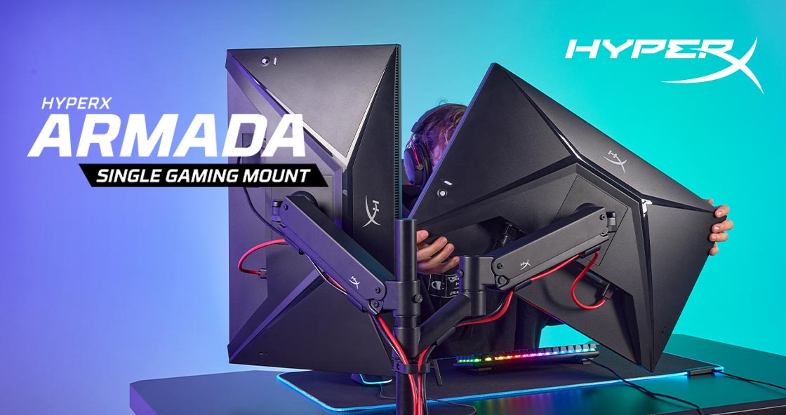 armada gaming mount 1 pr 1120x592 HyperX เปิดตัวเกมมิ่งมอนิเตอร์รุ่นใหม่ล่าสุดในซีรีส์ Armada เกมมิ่งมอนิเตอร์ที่มาพร้อมขายึดโต๊ะและแขนจับที่ออกแบบตามหลักสรีรศาสตร์