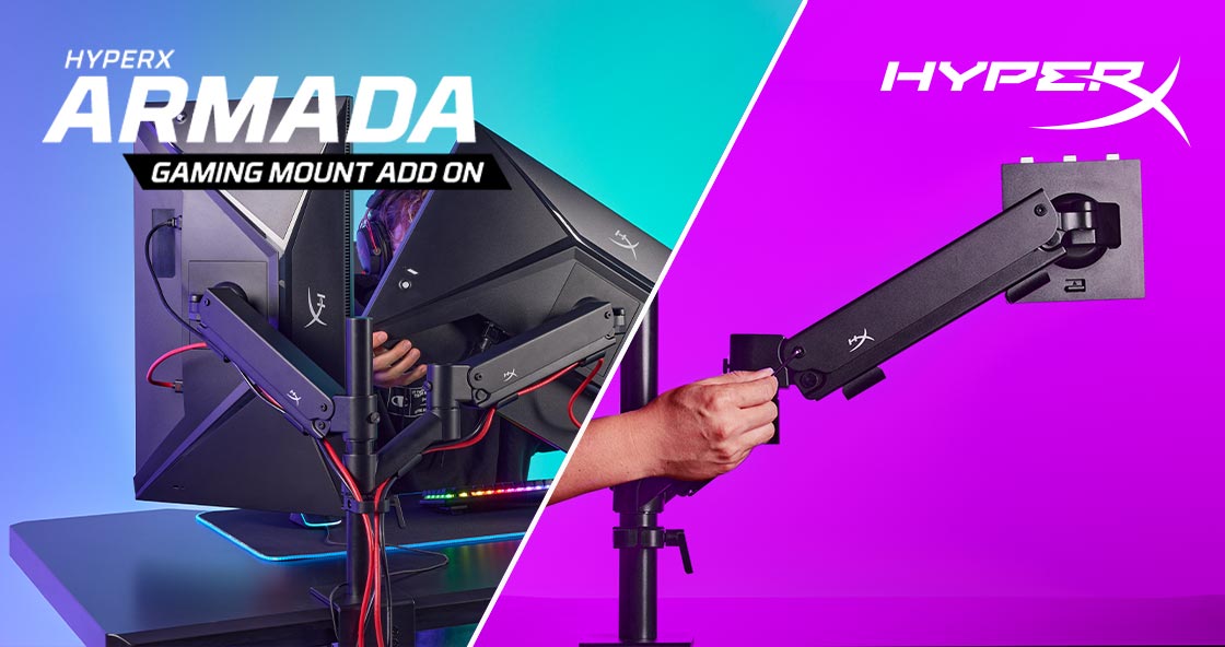 armada gaming mount  pr 1120x592 1 HyperX เปิดตัวเกมมิ่งมอนิเตอร์รุ่นใหม่ล่าสุดในซีรีส์ Armada เกมมิ่งมอนิเตอร์ที่มาพร้อมขายึดโต๊ะและแขนจับที่ออกแบบตามหลักสรีรศาสตร์