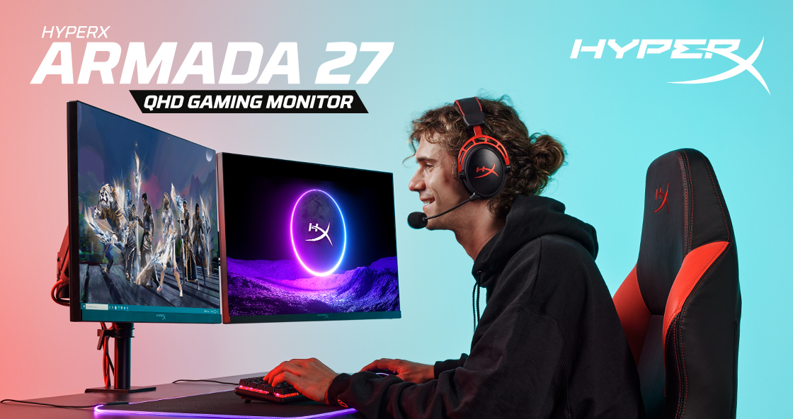 pr armada 27 prod name 1120x592 HyperX เปิดตัวเกมมิ่งมอนิเตอร์รุ่นใหม่ล่าสุดในซีรีส์ Armada เกมมิ่งมอนิเตอร์ที่มาพร้อมขายึดโต๊ะและแขนจับที่ออกแบบตามหลักสรีรศาสตร์