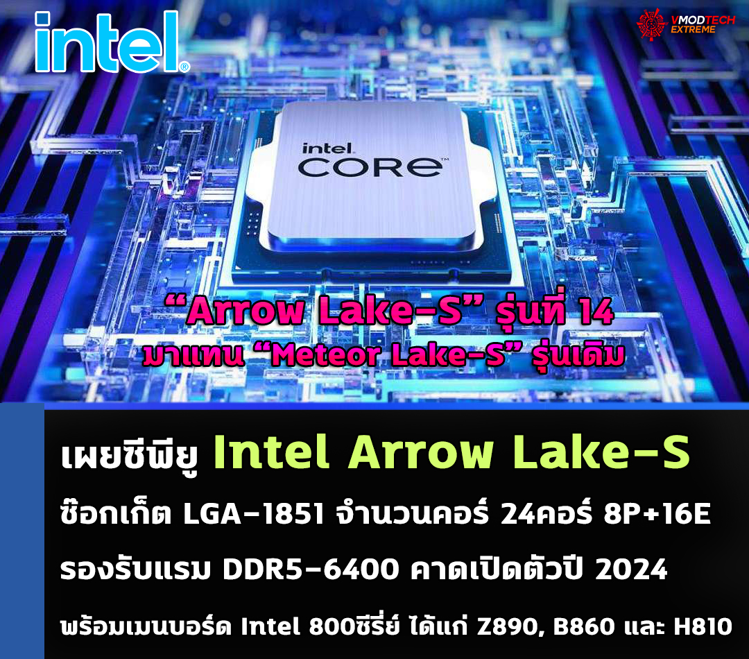 to เผยซีพียู Intel Arrow LakeS รุ่นต่อไปมีจำ