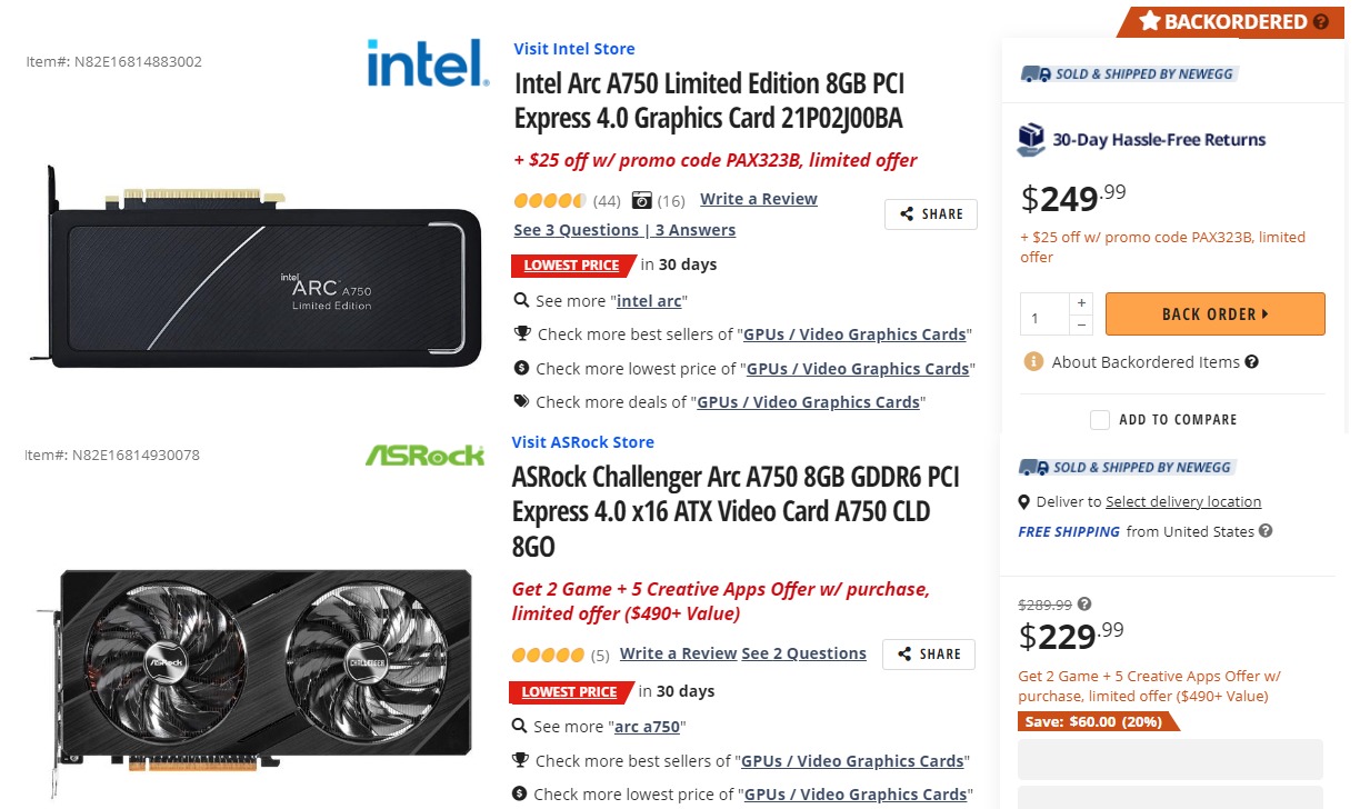 intel arc a750 sale Intel Arc A750 Limited Edition ลดราคาเหลือเพียง $225 หรือประมาณ 7,715บาท