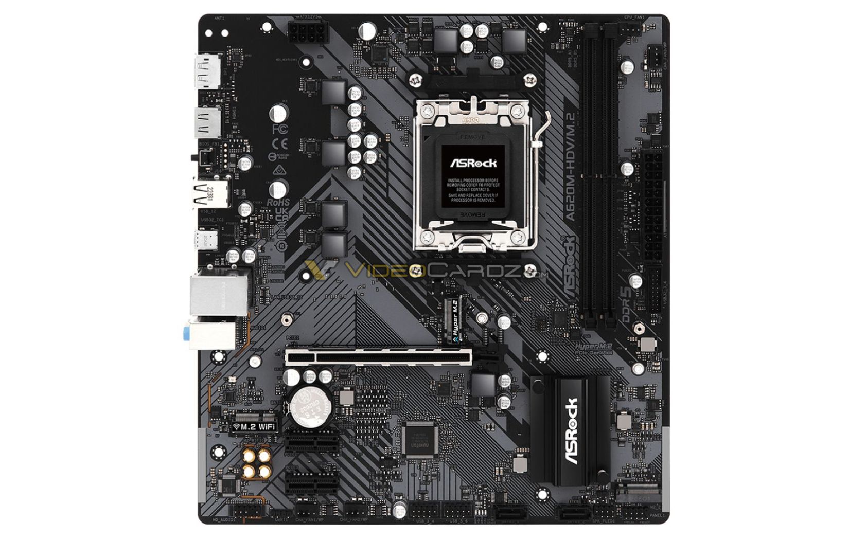 asrock a620 1 เผยภาพเมนบอร์ด AMD A620 รุ่นใหม่ล่าสุดรุ่นเล็กเน้นประหยัดรองรับแรม DDR5