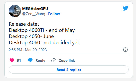 2023 03 30 21 33 07 ลือ!! การ์ดจอ NVIDIA GeForce RTX 4050 รุ่นเดสก์ท็อปจะมาพร้อมหน่วยความจำ 6GB และเปิดตัวในเดือนมิถุนายน