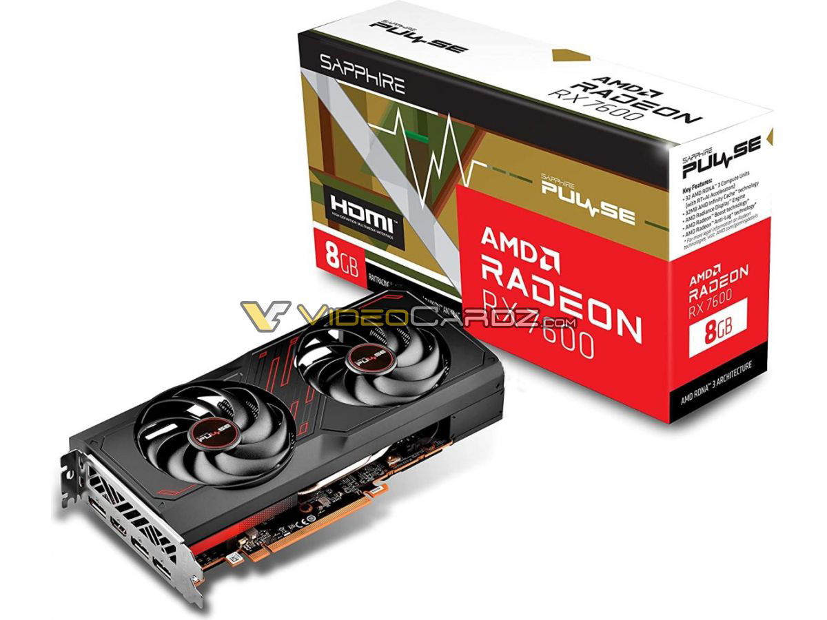 sapphire radeon rx 7600 8gb pulse 1 เผยภาพการ์ดจอ Sapphire Radeon RX 7600 PULSE รุ่นใหม่ล่าสุด