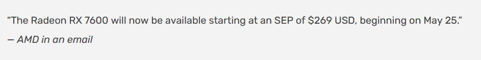 2023 05 23 21 20 33 เผยราคาการ์ดจอ AMD Radeon RX 7600 รุ่นใหม่ล่าสุดอยู่ที่ $269 หรือประมาณ 9,310บาท 