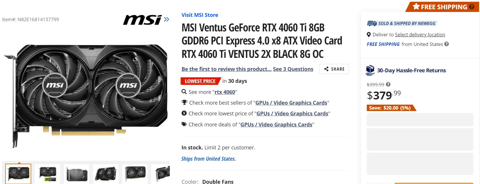 msi rtx 4060ti 2 การ์ดจอ NVIDIA GEFORCE RTX 4060 Ti ลดราคาลงเหลือ $379 หรือประมาณ 13,XXXบาท 