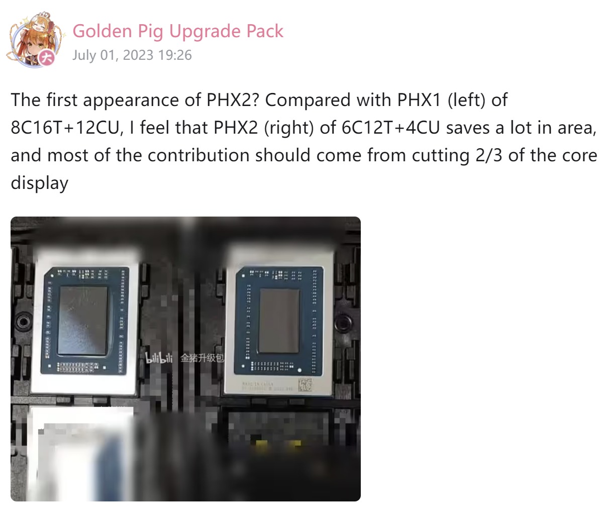 golden pig phoenix 2 หลุดภาพซีพียู AMD Phoenix2 APU สถาปัตย์ ZEN4 พร้อมการ์ดจอ RDNA3 รุ่นใหม่ล่าสุด