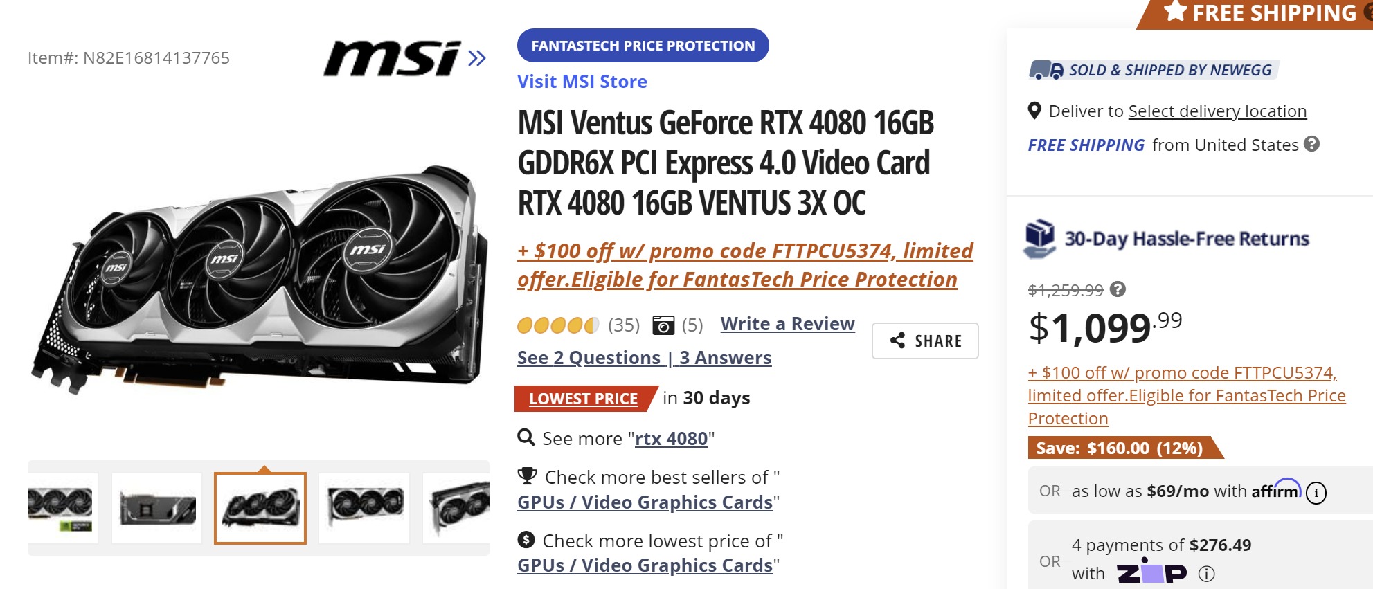 msi rtx 4080 price เผยการ์ดจอ NVIDIA GeForce RTX 4080 ลดราคาลงเหลือ $999 อยู่ที่ 35,086บาทลดลงมากกว่า 16% เป็นครั้งแรก 