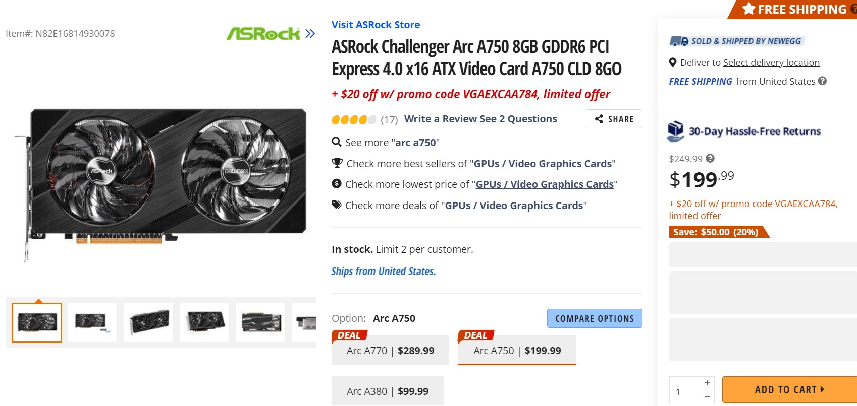 asrock a750 179 usd อินเทลลดราคาอย่างต่อเนื่อง ASRock Arc A750 Challenger 8GB วางจำหน่ายในราคาเพียง $179 หรือประมาณ 6,196บาท