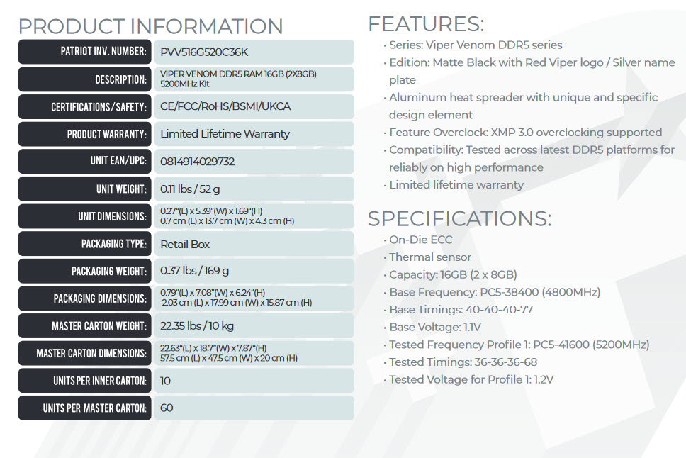 2023 07 16 21 23 35 PATRIOT VIPER VENOM 16GB (8x2) DDR5 5200MHZ CL36 REVIEW