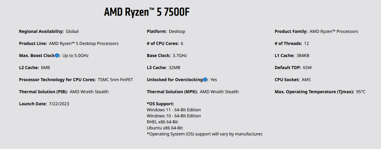 2023 07 26 7 56 45 AMD ยืนยันการวางจำหน่ายซีพียู AMD Ryzen 5 7500F นอกประเทศจีนผ่าน System builders หรือเครื่องสั่งประกอบเท่านั้น