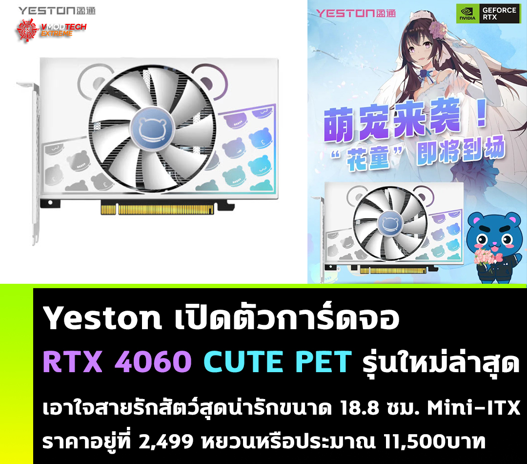 YESTON GeForce RTX 4060 “CUTE PET” เอาใจสายรักสัตว์สุดน่ารักวางจำหน่ายแล้วในประเทศจีน