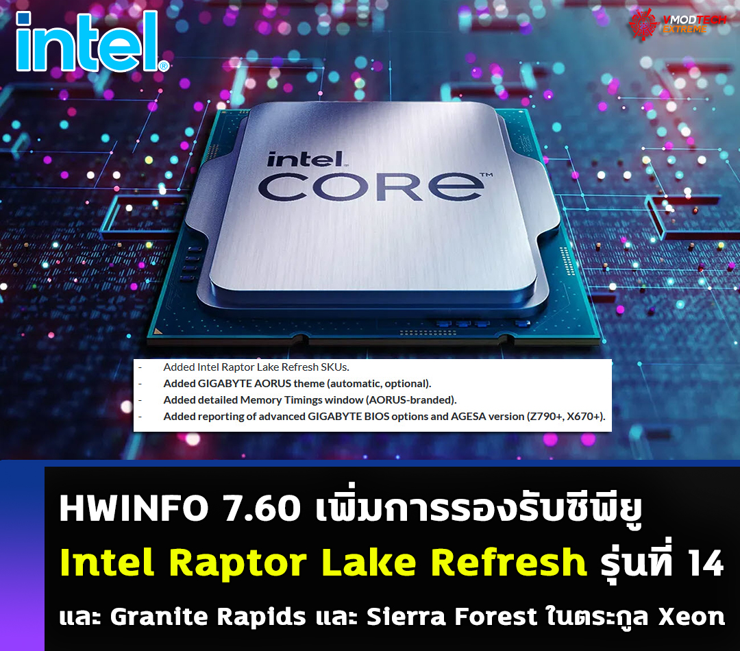 intel raptor lake refresh hwinfo HWINFO เพิ่มการรองรับซีพียู Intel Raptor Lake Refresh ในเวอร์ชั่น 7.60 