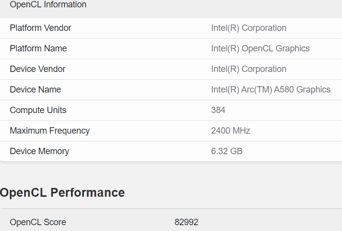 arc a580 หลุดผลทดสอบ Intel Arc A580 การ์ดจอเกมมิ่งรุ่นกลางของอินเทลในรุ่นเดสก์ท็อป