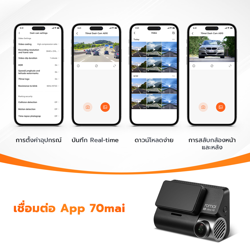 a810 9 70mai เปิดตัวกล้องติดรถยนต์เรือธง Dash Cam 4K A810 อัปเกรดเซ็นเซอร์รุ่นใหม่ล่าสุด Sony STARVIS 2 IMX 678 ภาพชัด สมจริงยิ่งขึ้น