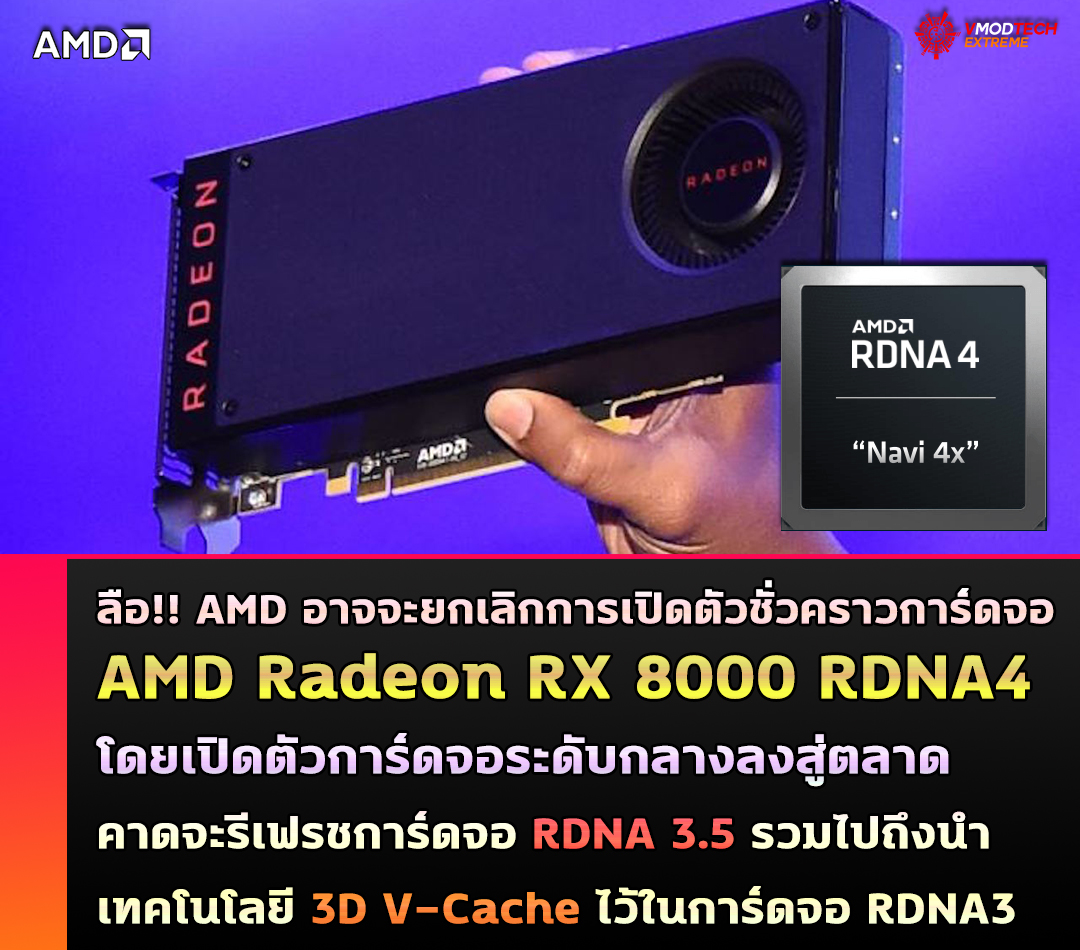 ลือ!! AMD อาจจะยกเลิกการเปิดตัวชั่วคราว AMD Radeon RX 8000 เทคโนโลยี RDNA4 ระดับ Hi End เอาไว้ก่อนและเน้นที่การ์ดจอระดับกลางลงสู่ตลาด 