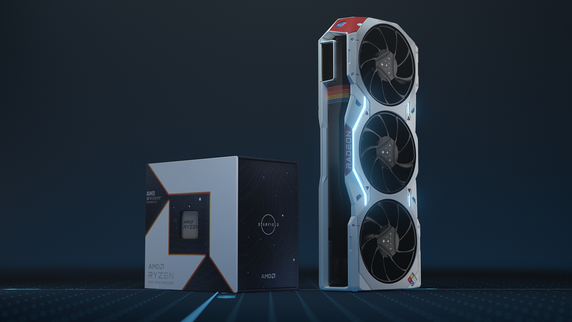 starfield packaging key visual 1 final AMD เปิดตัวกราฟิกการ์ด AMD Radeon รุ่นลิมิเต็ด และบรรจุภัณฑ์โปรเซสเซอร์ AMD Ryzen ที่ได้รับแรงบันดาลใจจากเกม Starfield