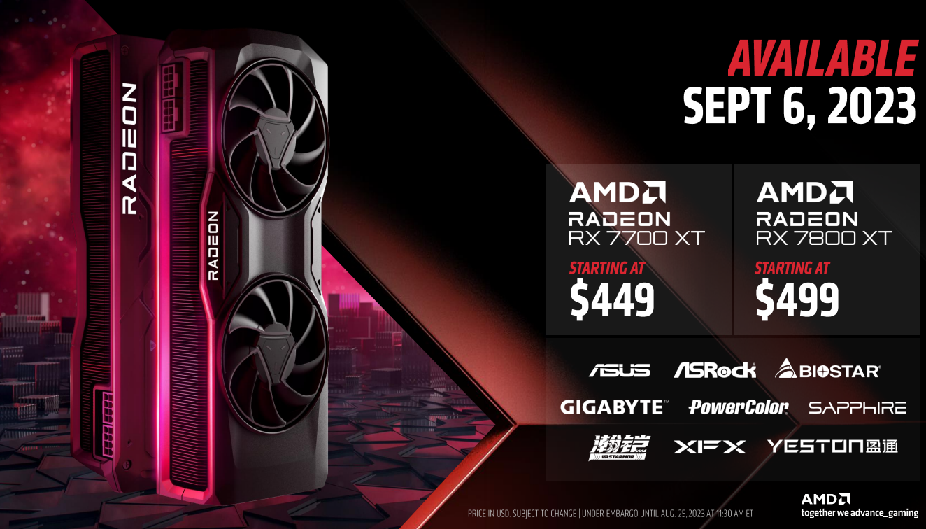 amd radeon rx 7800 xt and radeon rx 7700 xt 1 AMD เปิดตัวผลิตภัณฑ์กราฟิกการ์ดใหม่ AMD Radeon RX 7800 XT และ Radeon RX 7700 XT เสนอประสิทธิภาพระดับสูงและประสบการณ์การเล่นเกมที่คมชัดระดับ 1440p ในราคาที่คุ้มค่า 