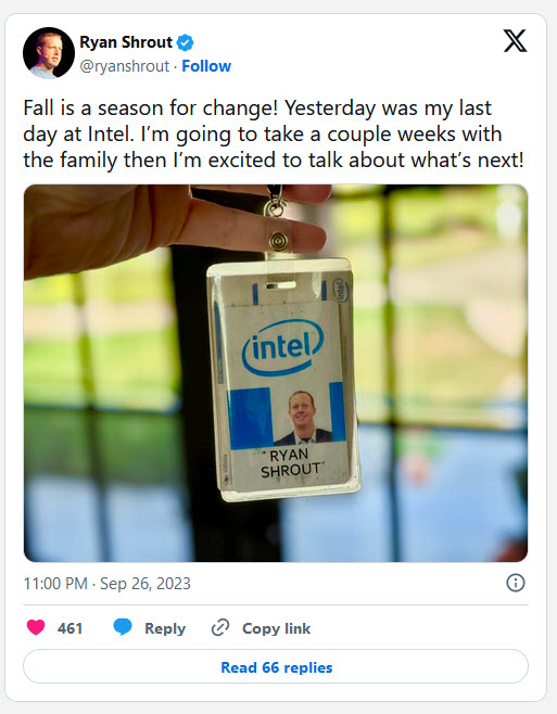 2023 09 27 9 20 13 Ryan Shrout ประกาศลาออกจาก Intel