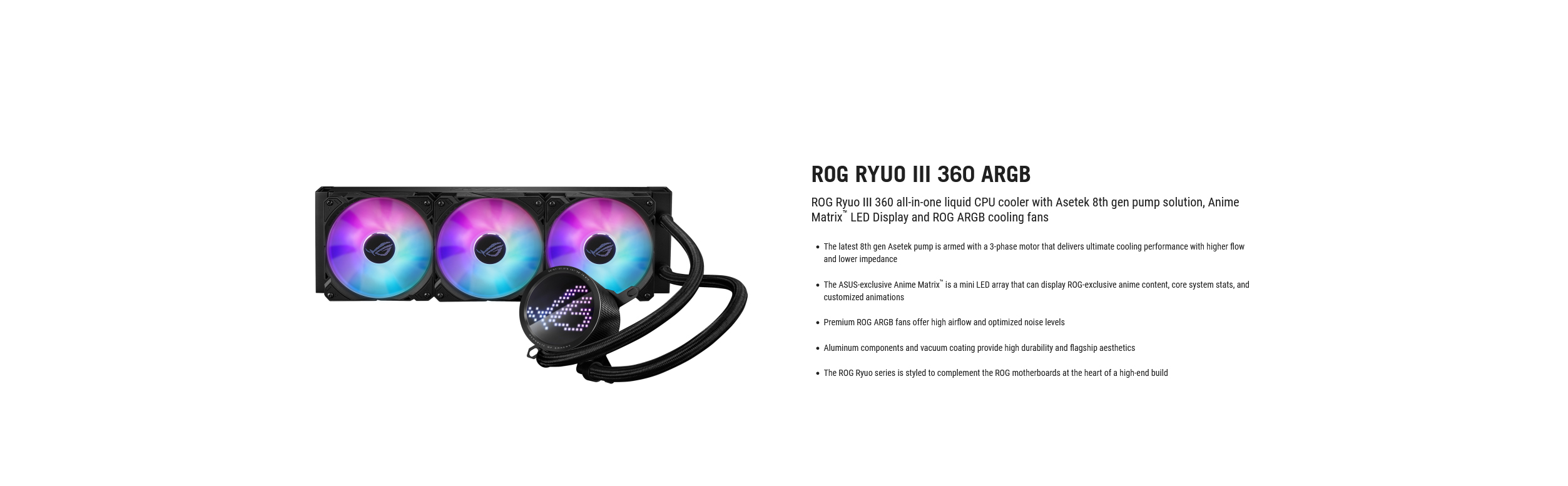 spec1 ROG RYUO III 360 ARGB CPU LIQUID COOLER REVIEW 