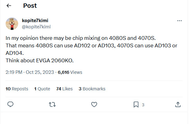 2023 10 25 18 56 34 ลือ!! การ์ดจอ NVIDIA RTX 4080 SUPER / RTX 4070 SUPER อาจจะใช้ชิปแบบผสมในรุ่น AD103/102/104 ร่วมกันได้