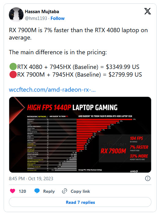 2023 11 05 10 30 15 หลุดผลทดสอบ AMD Radeon RX 7900M “Navi 31” ประสิทธิภาพแรงกว่า NVIDIA RTX 4080 “AD104” ในการทดสอบ 3DMark Time Spy