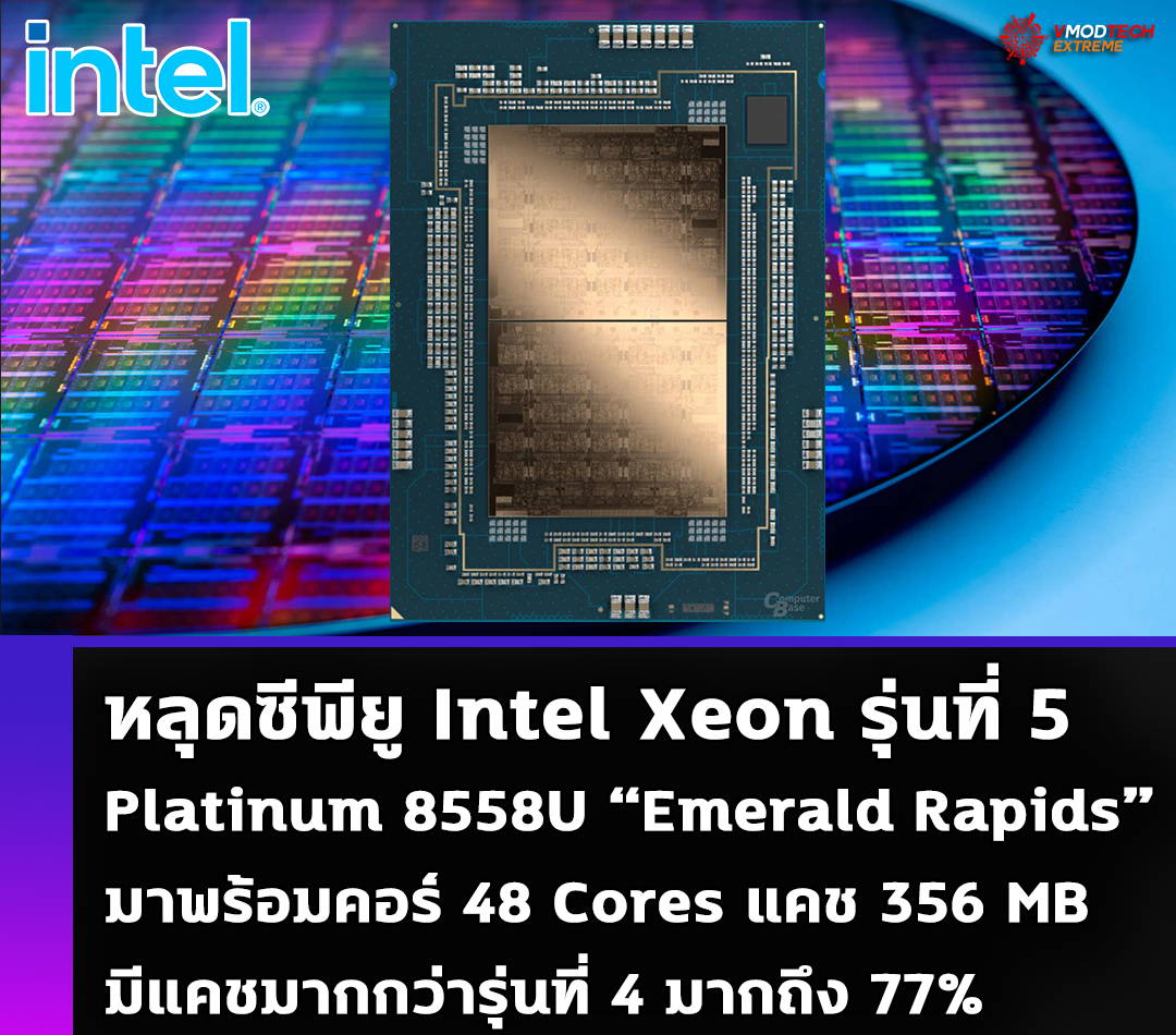 หลุดซีพียู Intel Xeon Platinum 8558U “Emerald Rapids” มาพร้อมคอร์ 48 Cores และแคช 356 MB 