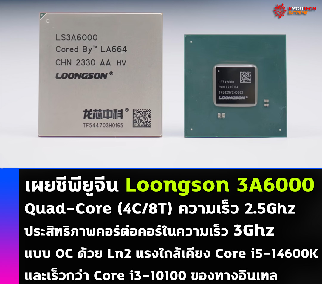 เผยซีพียู Loongson 3A6000 ของจีนประสิทธิภาพคอร์ต่อคอร์ในความ 3Ghz แบบ OC ด้วย Ln2 แรงใกล้เคียง Core i5-14600K ของทางอินเทล